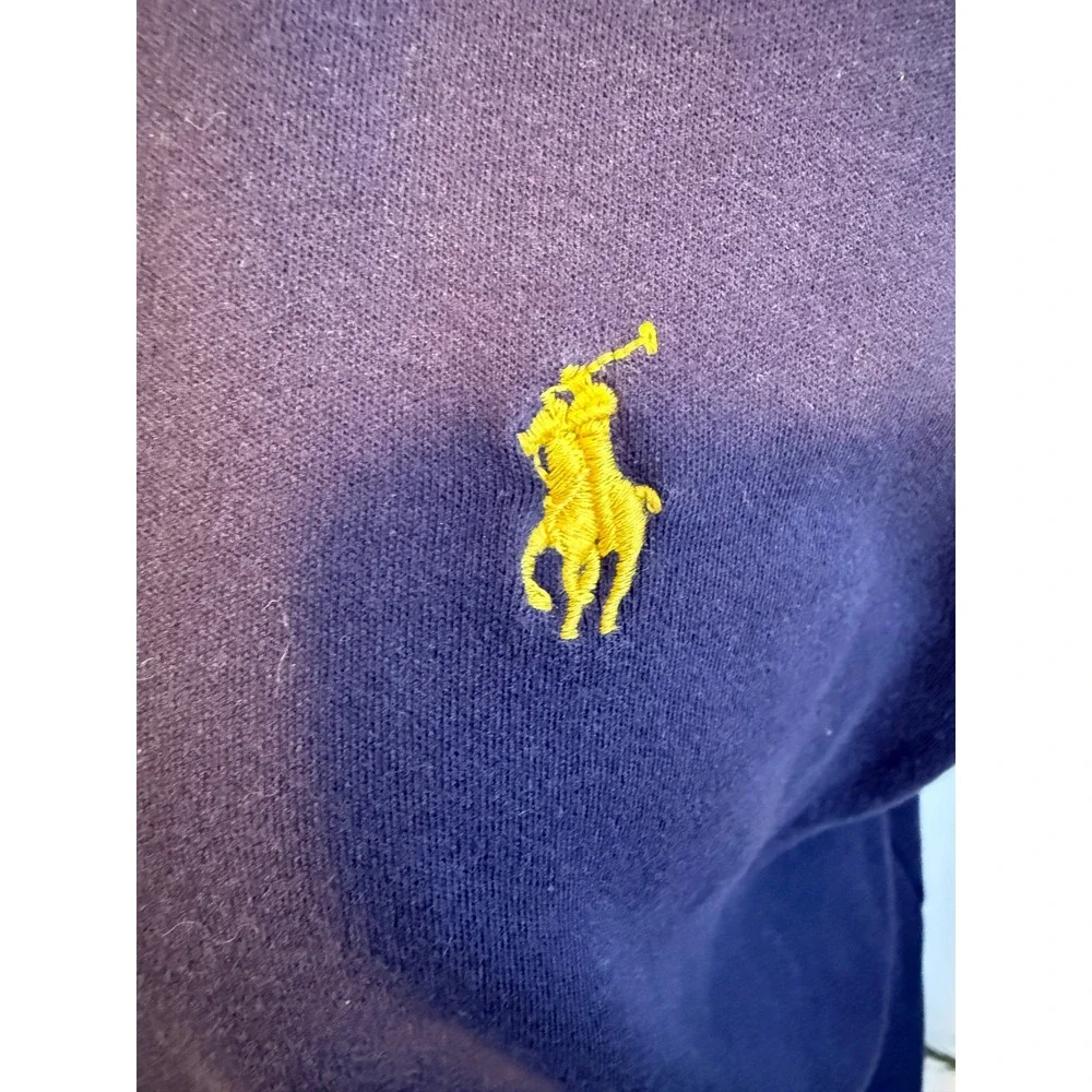 Polo Ralph Lauren Mens Custom Fit Navy Blue Short Sleeve‎ Polo Shirt Yellow Pony